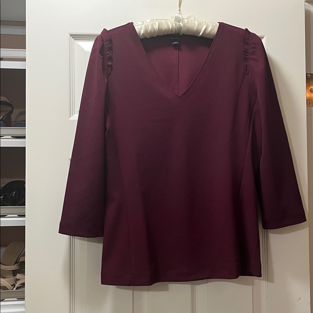 Ann Taylor Ruffle Sleeve Top - Picture 2 of 7